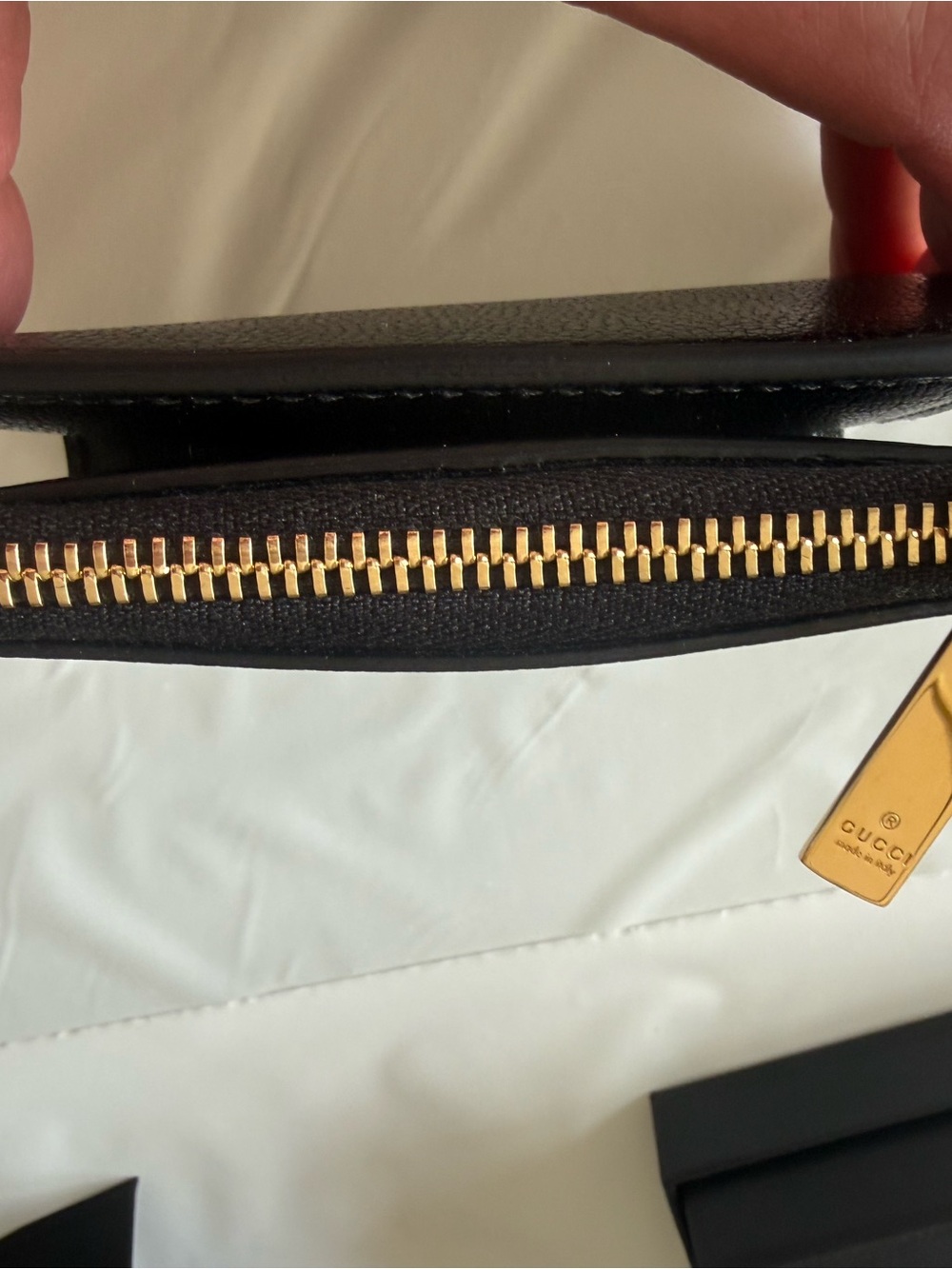 Gucci Black Leather Compact Wallet Card Case Gold Hardware New Italy - Picture 9 of 12